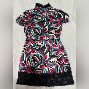 Bisou Bisou Vibrant Pink and Blue Mini Dress